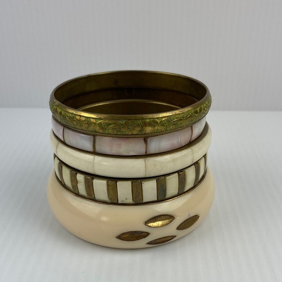 Brass Bangle Bracelet Set Mixed - Picture 1 of 11